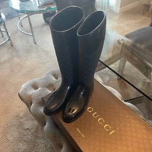 Authentic GUCCI Black GG Monogram Rubber Knee-High Boots  (❗️SOLD do not buy)